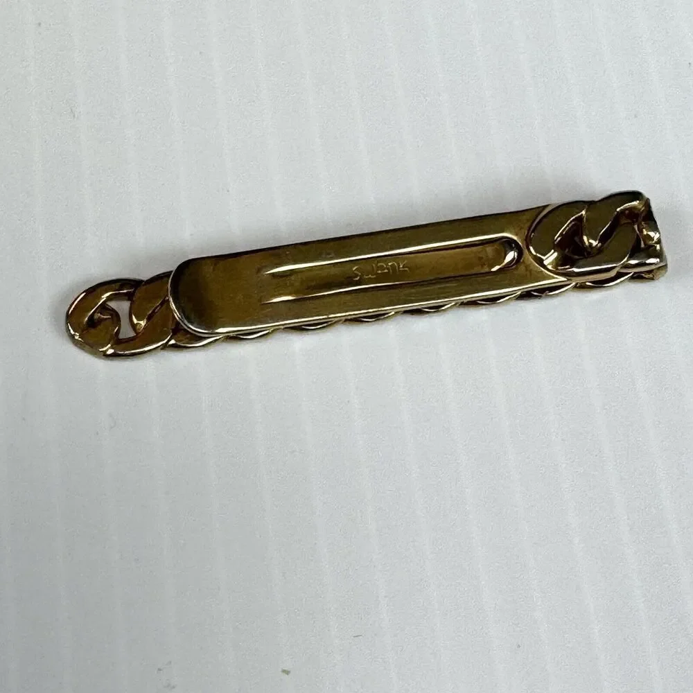 Vintage SWANK Gold Tone Chain Link Tie Bar Men’s Classic Formal Jewelry